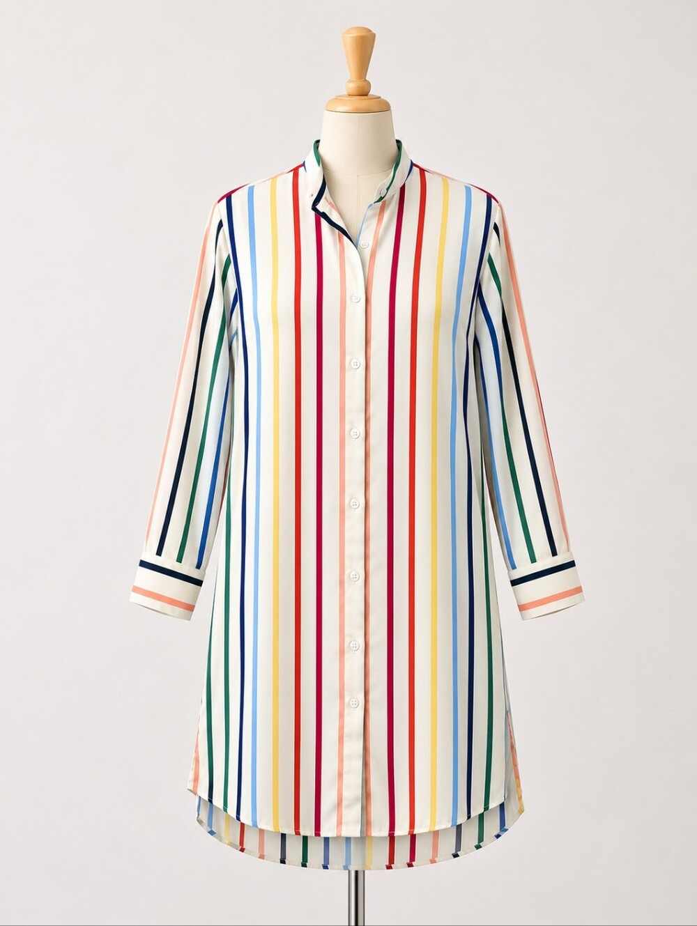 Summersalt Effortless Shirt Dress Cover Up Size XS White Colorful Stripes